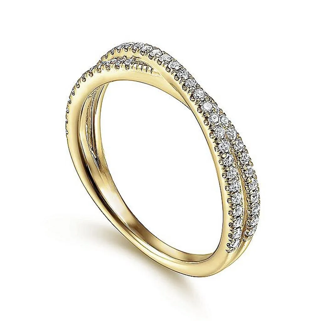 0.27ctw Criss-Cross Diamond Band - Yellow Gold