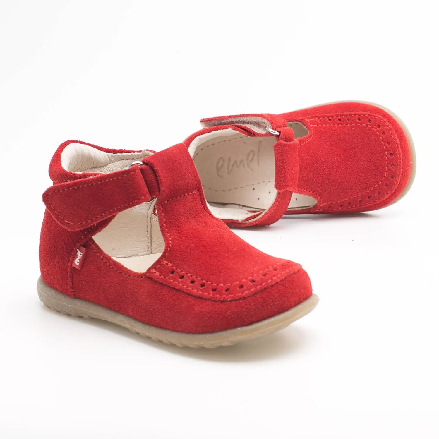 (1490B-1) Red Velour Half-Open Shoes