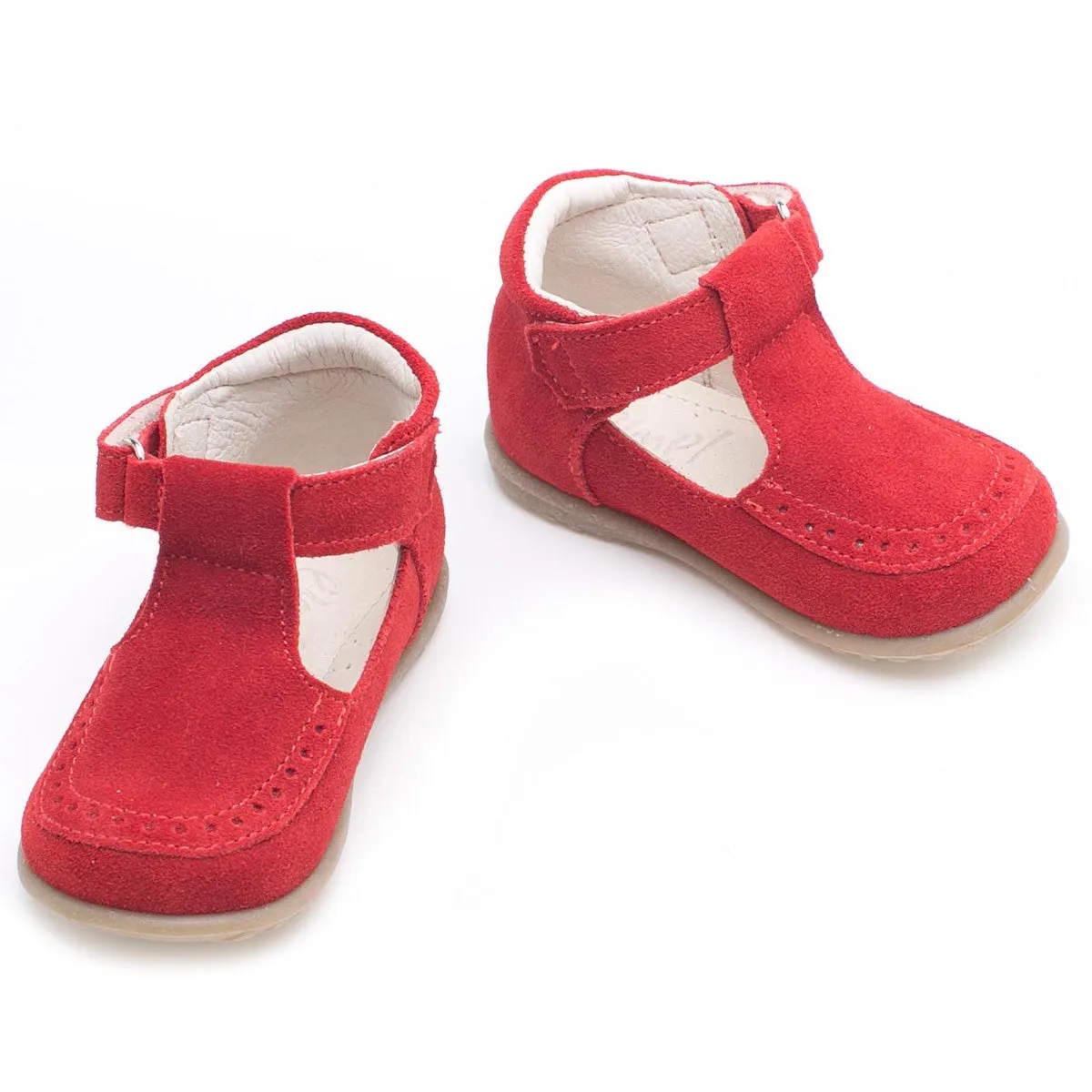 (1490B-1) Red Velour Half-Open Shoes