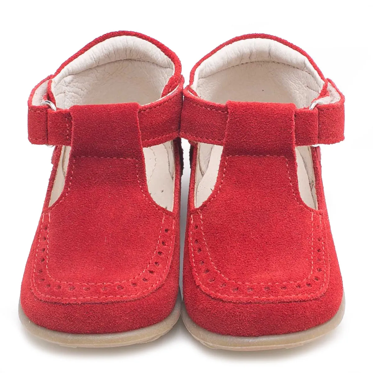 (1490B-1) Red Velour Half-Open Shoes