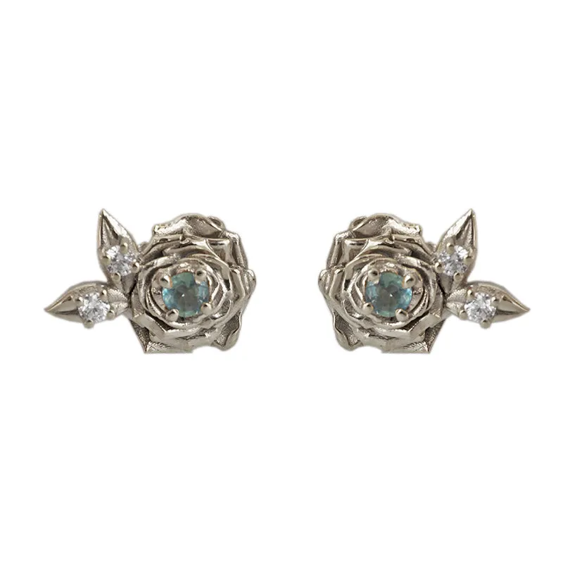 14K Alexandrite Rose Studs