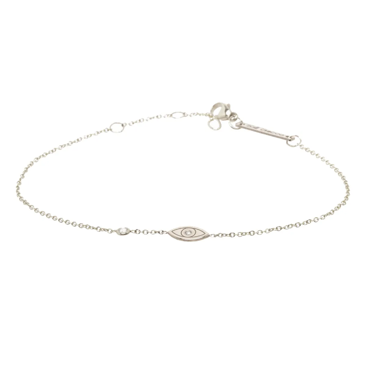 14k floating diamond midi bitty evil eye bracelet