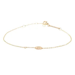 14k floating diamond midi bitty evil eye bracelet