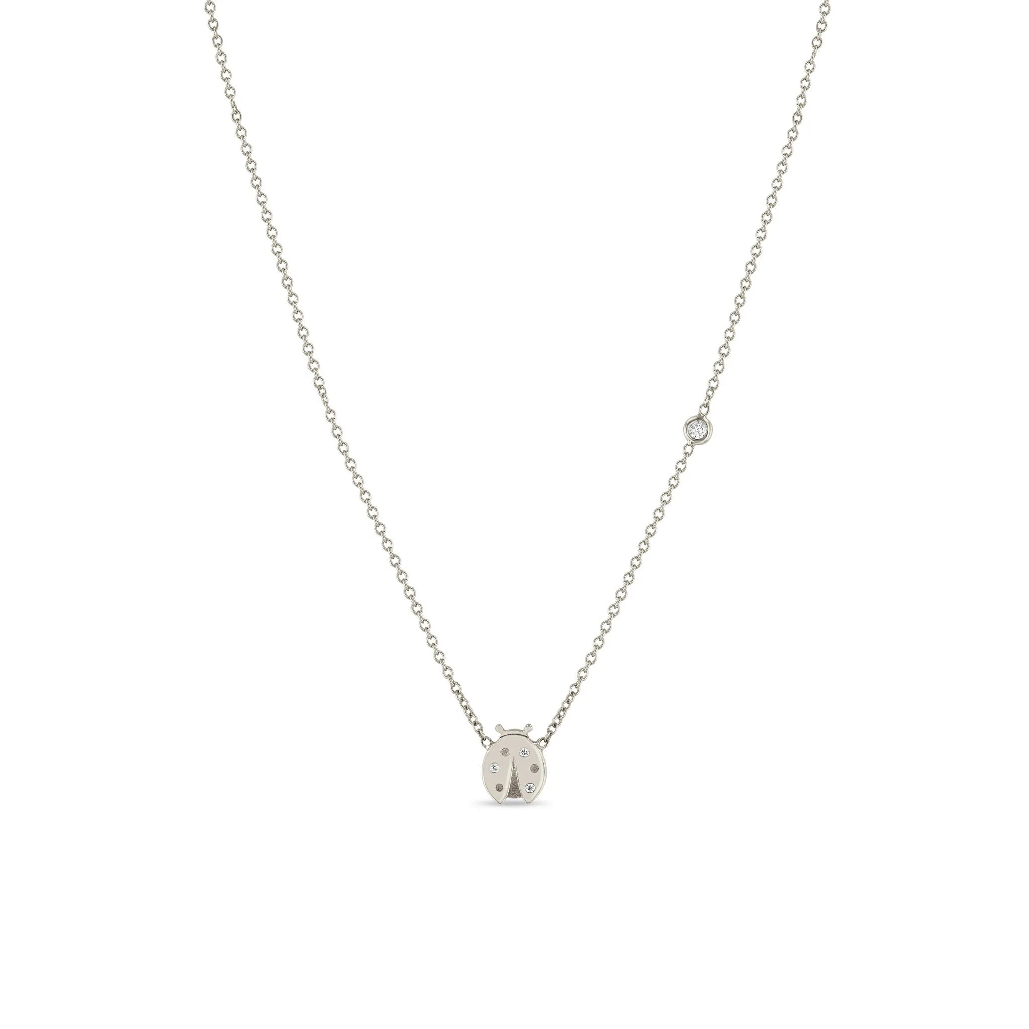 14k Midi Bitty Diamond Ladybug Necklace