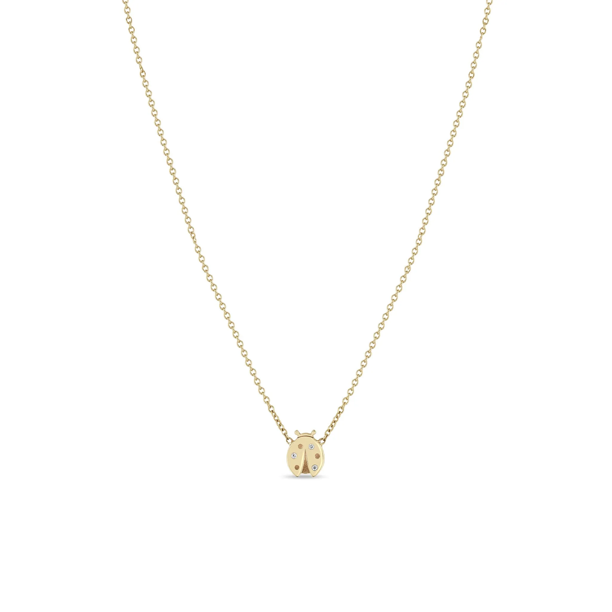 14k Midi Bitty Diamond Ladybug Necklace