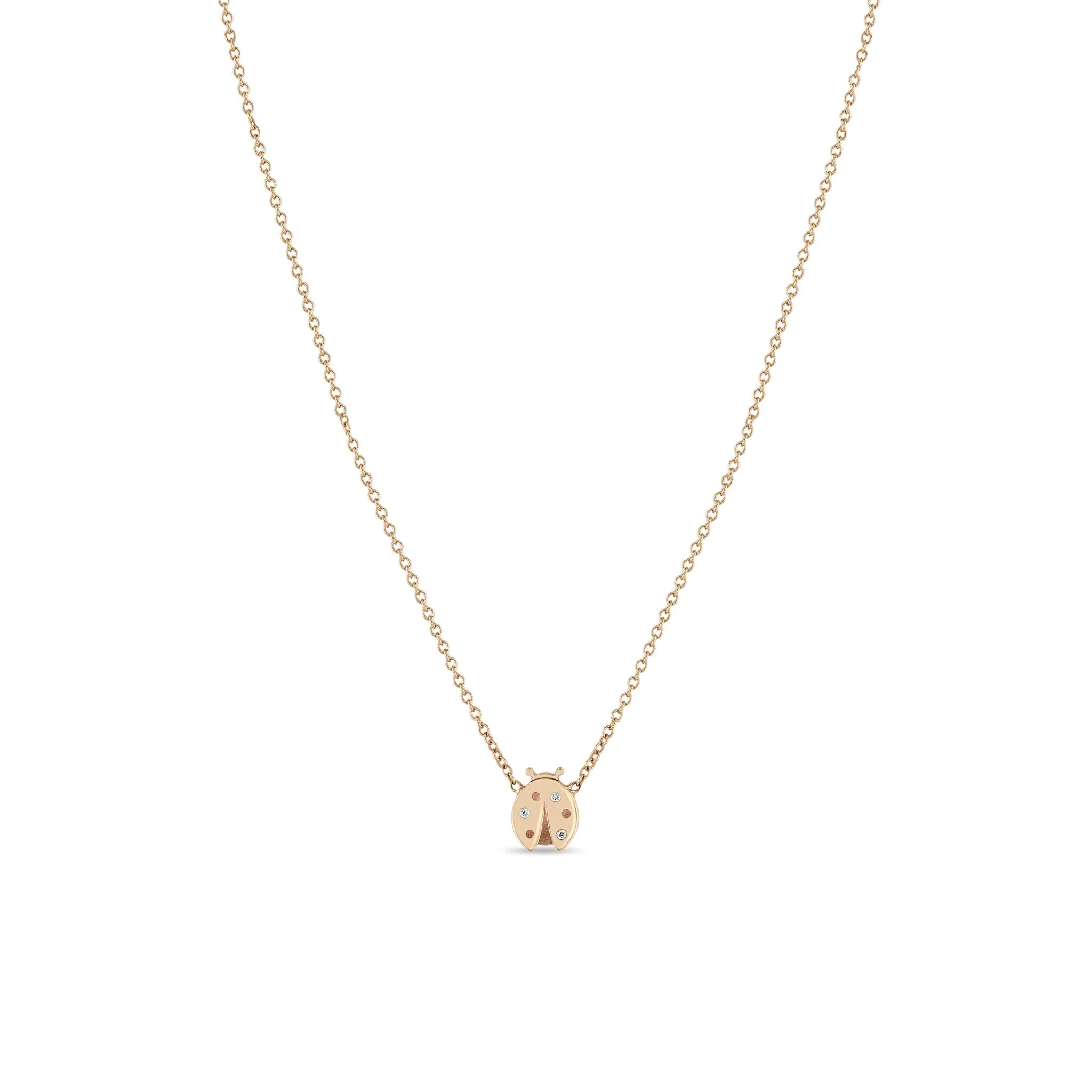 14k Midi Bitty Diamond Ladybug Necklace