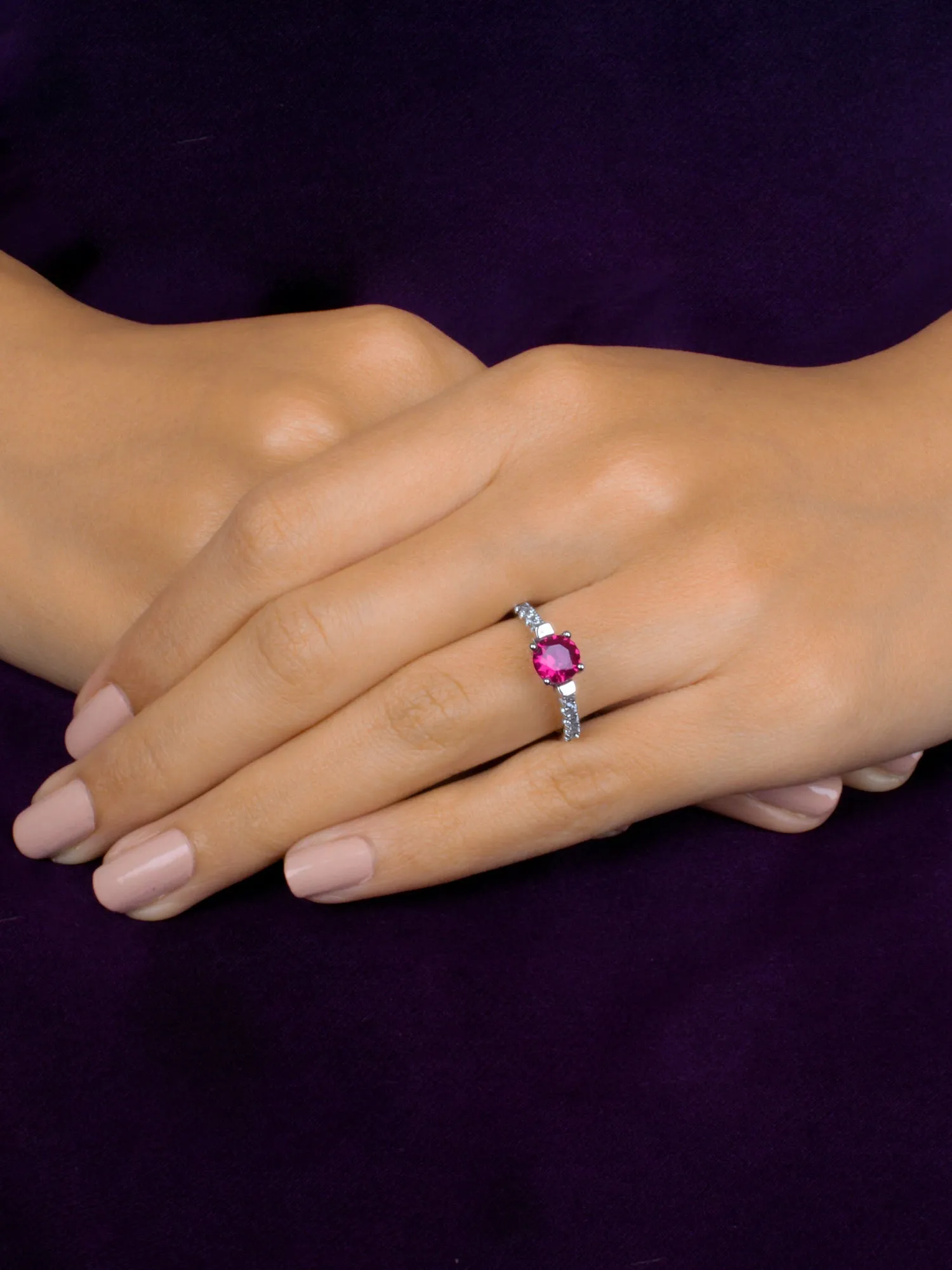 1.5 Carat Red Ruby Solitaire Silver Ring