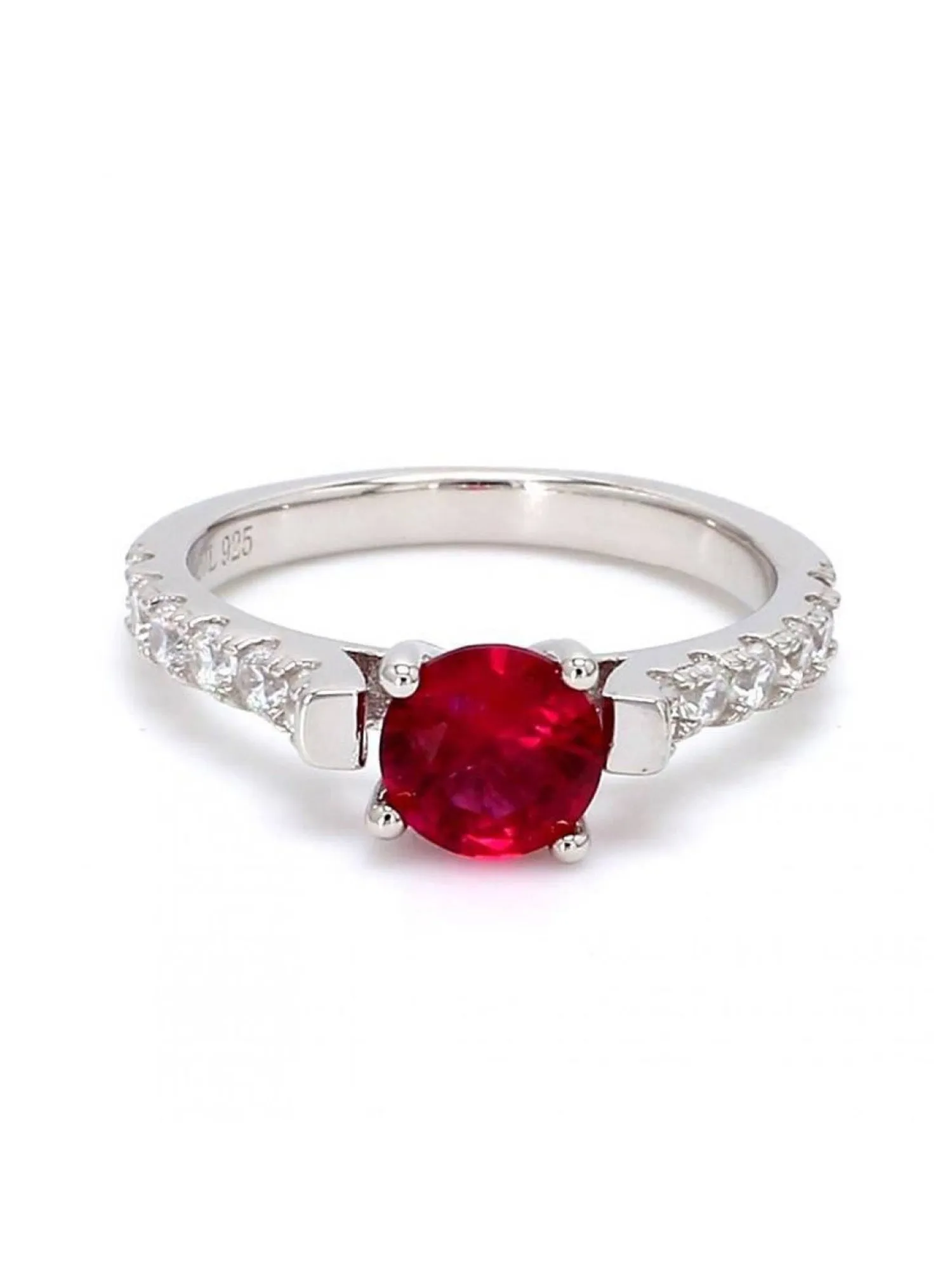 1.5 Carat Red Ruby Solitaire Silver Ring