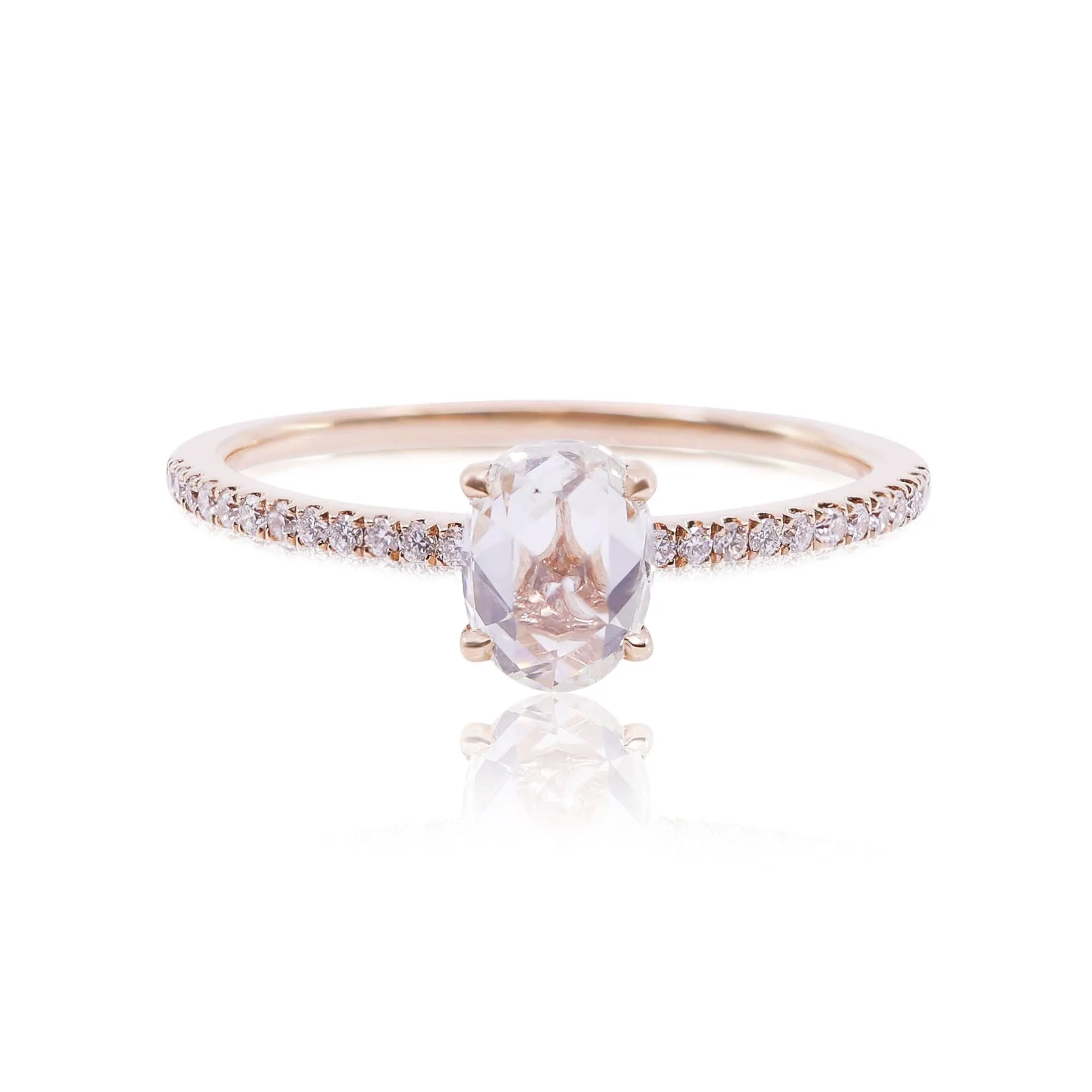 18K YELLOW GOLD ROSE-CUT OVAL DIAMOND RING 0.95CTW