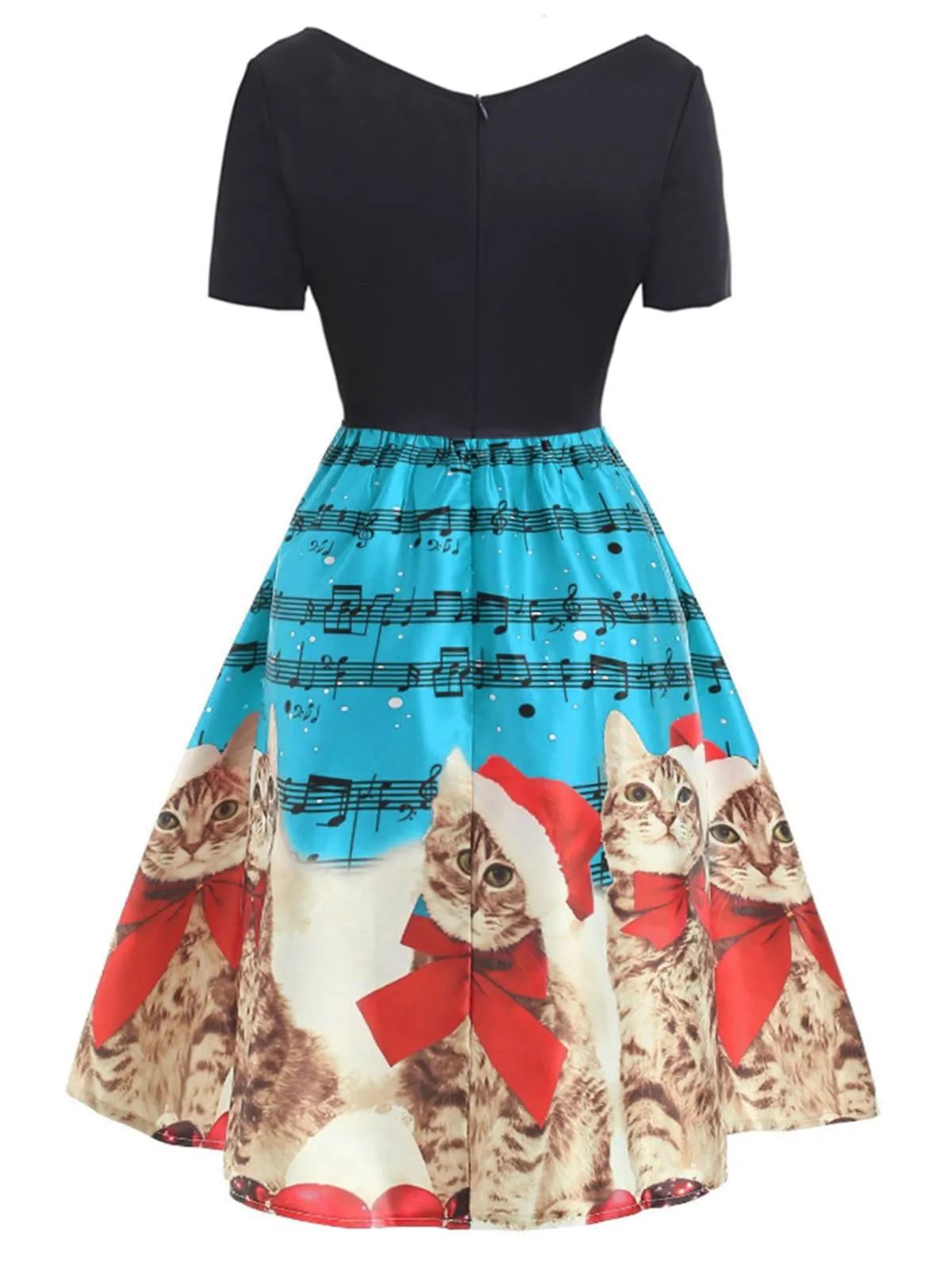 1950s Christmas Kitty Swing Dress