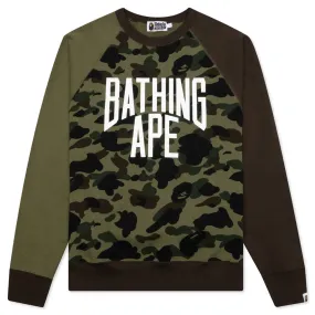 1st Camo Crazy NYC Logo Relaxed Fit Crewneck - Green