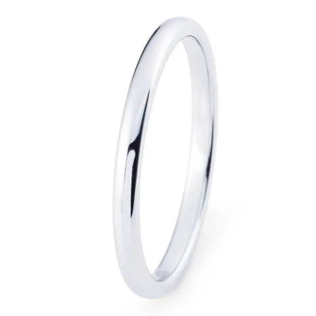 2mm Domed Tungsten Carbide Wedding Ring