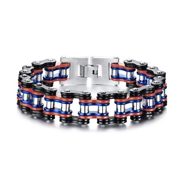 4 Tones Biker Chain Bracelet Stainless Steel