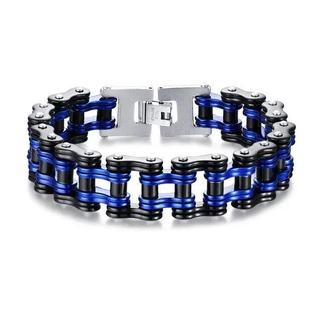 4 Tones Biker Chain Bracelet Stainless Steel