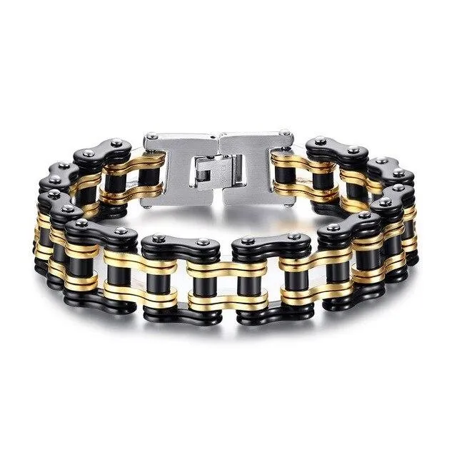 4 Tones Biker Chain Bracelet Stainless Steel