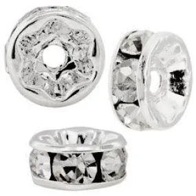 5mm S/S Plated Roundell- Crystal (pk10)