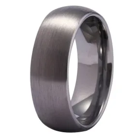 8mm Classic Matte Domed Silver Tungsten Wedding Ring