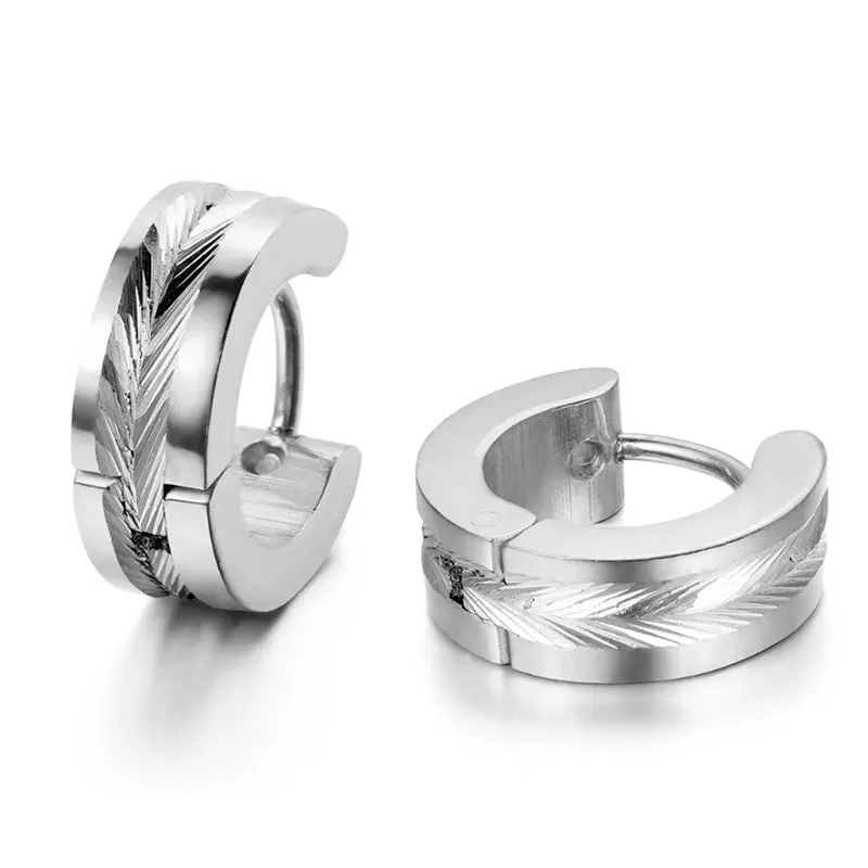 8PCS Stainless Steel Men Women Hoop Earrings Huggie Ear Plug Hypoallergenic