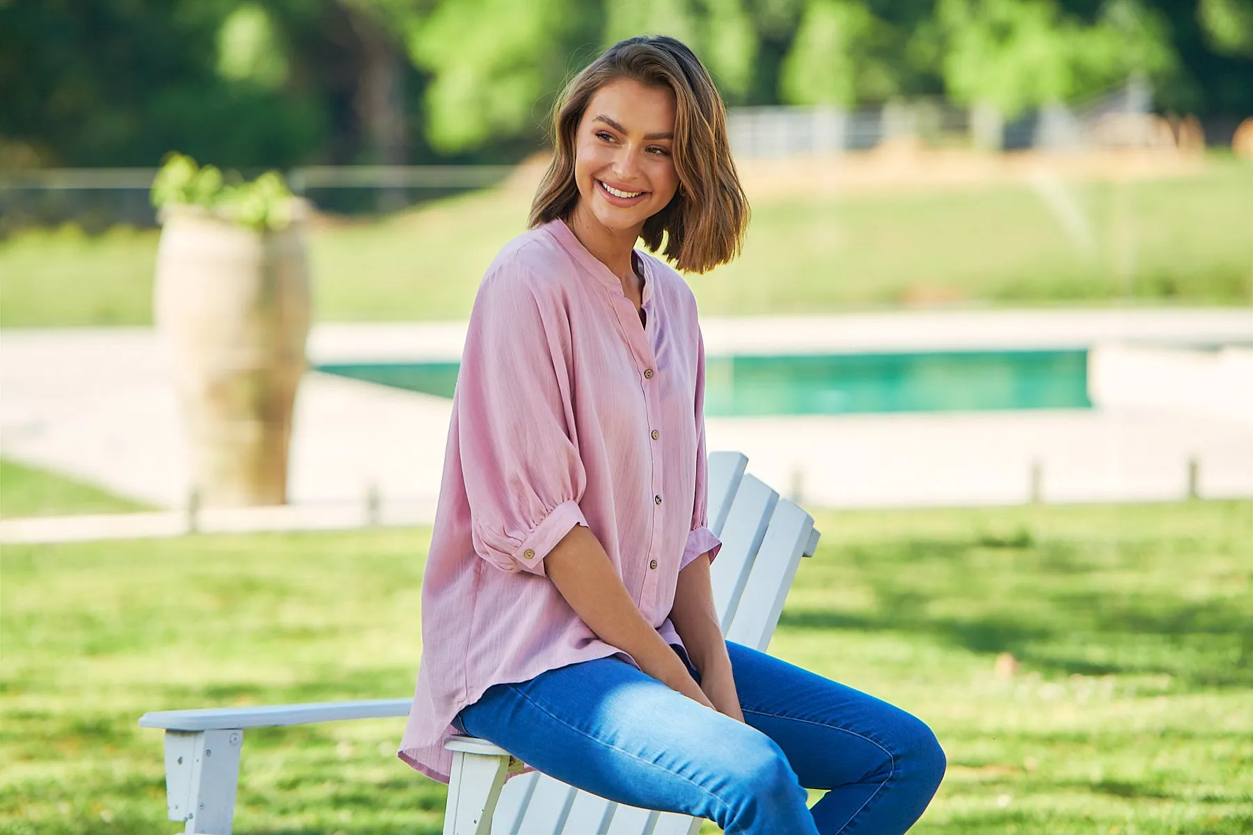 Airlie Pink Button Up Shirt