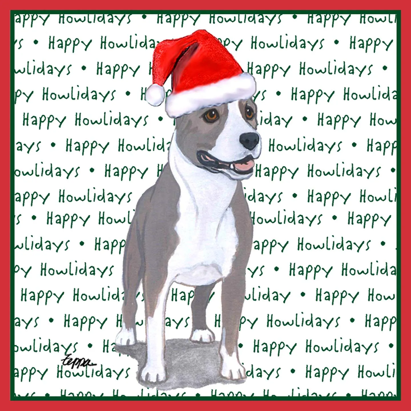 American Staffordshire Terrier Happy Howlidays Text - Adult Unisex T-Shirt