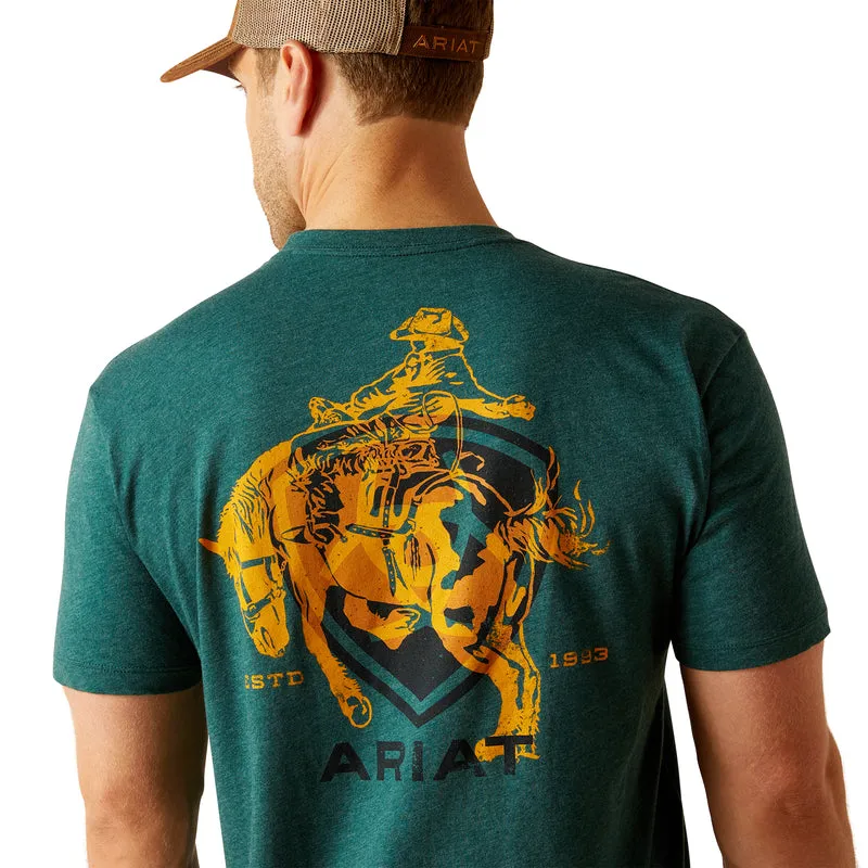 'Ariat' Men's Ariat 'Abilene Shield' T-Shirt - Dark Teal Heather