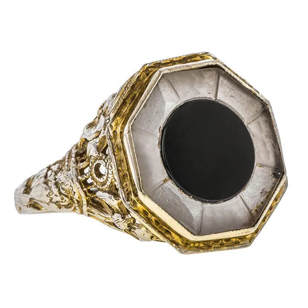 Art Deco Onyx & Rock Crystal Ring