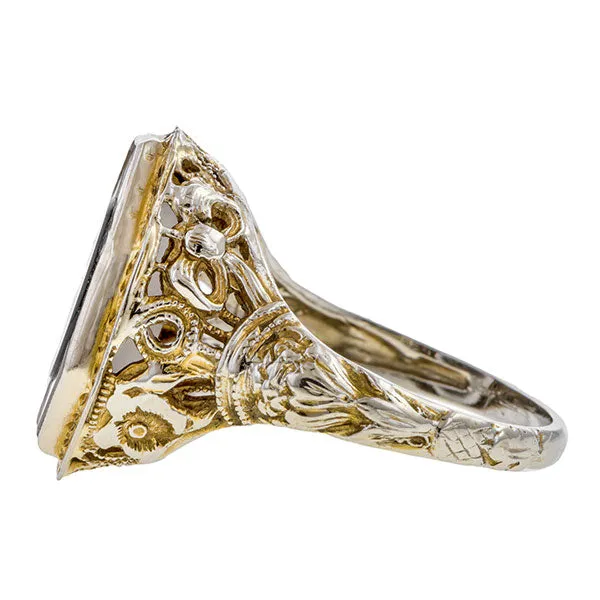 Art Deco Onyx & Rock Crystal Ring