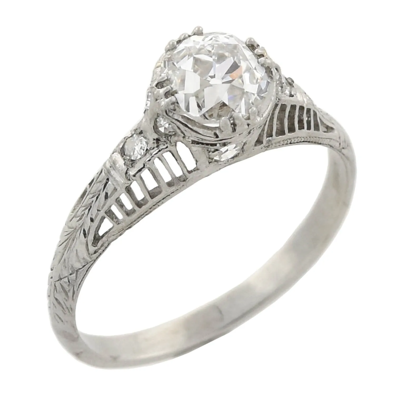 Art Deco Platinum Diamond Engagement Ring 0.82ct