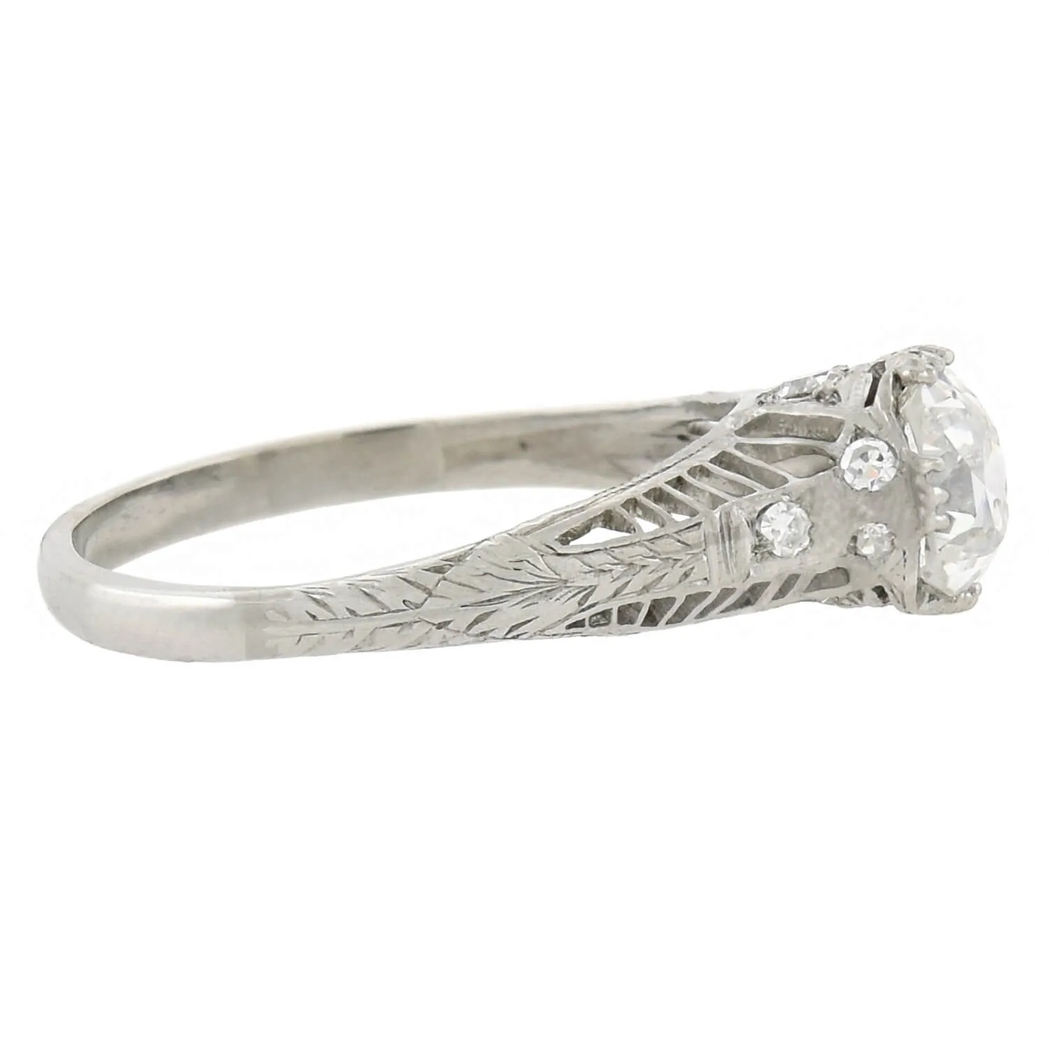 Art Deco Platinum Diamond Engagement Ring 0.82ct