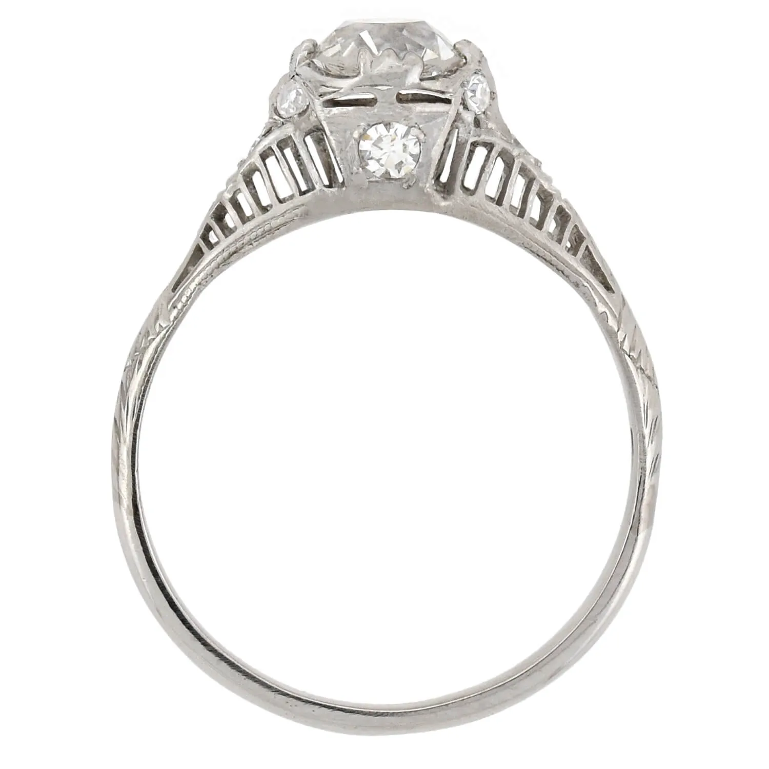 Art Deco Platinum Diamond Engagement Ring 0.82ct