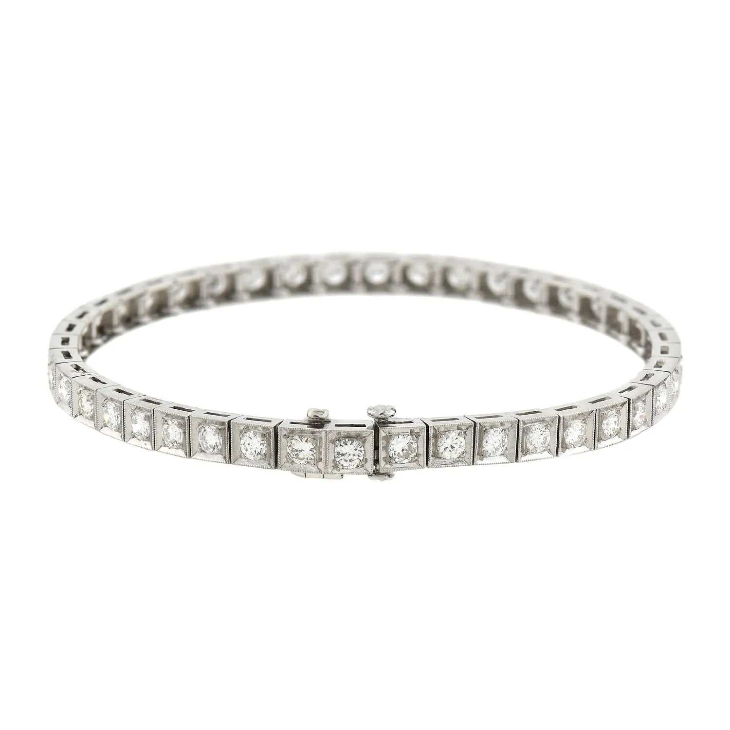 Art Deco Platinum   Diamond Line Bracelet 4ctw