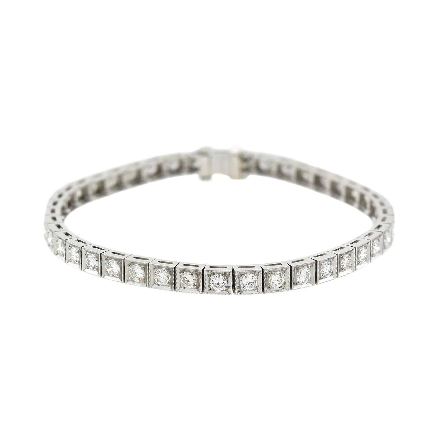 Art Deco Platinum   Diamond Line Bracelet 4ctw