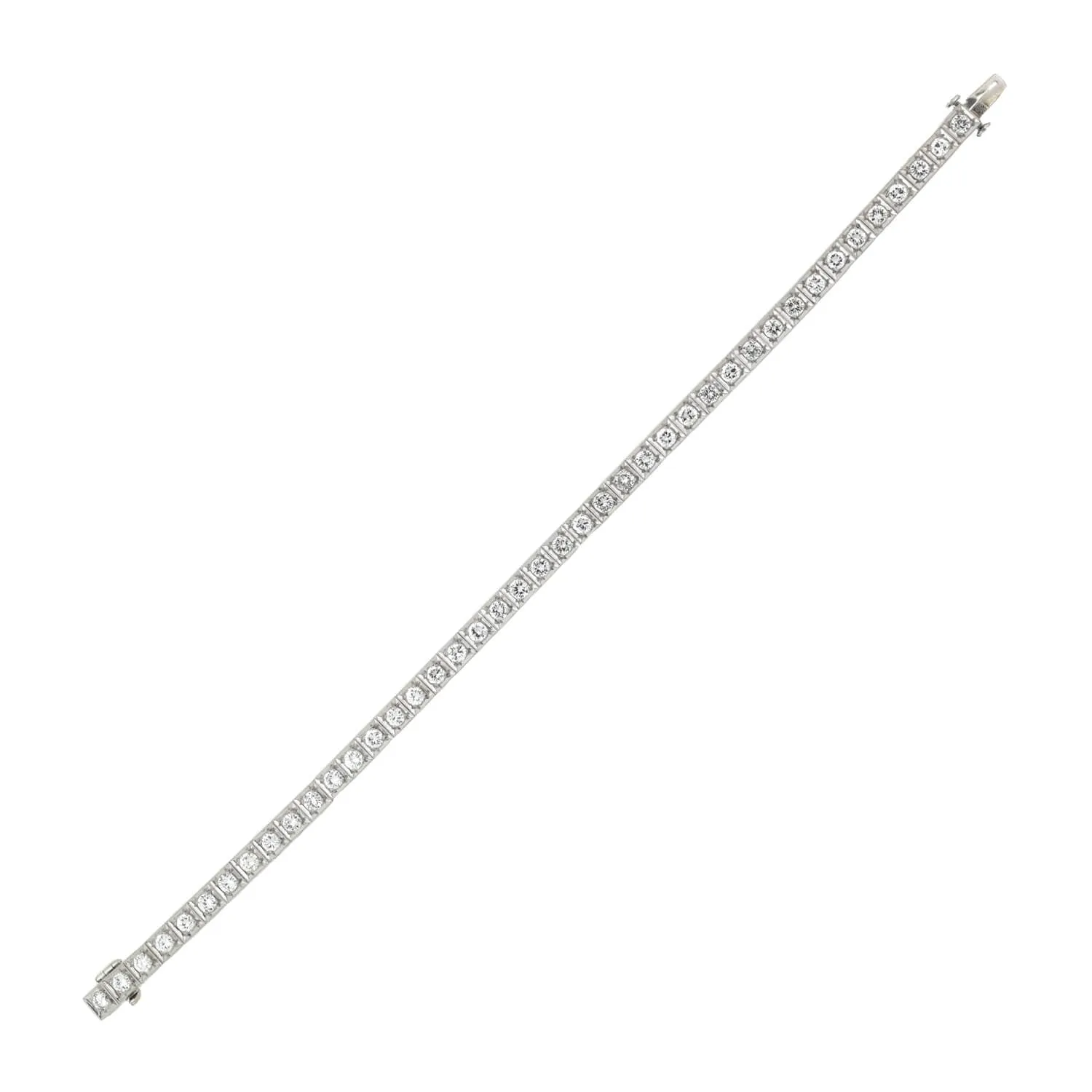 Art Deco Platinum   Diamond Line Bracelet 4ctw