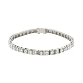 Art Deco Platinum   Diamond Line Bracelet 4ctw