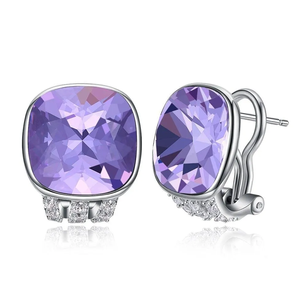 Austrian Crystal 925 Sterling Silver Colorful Fine Earrings