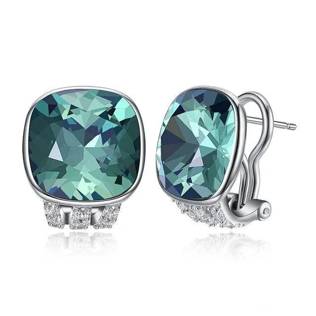 Austrian Crystal 925 Sterling Silver Colorful Fine Earrings