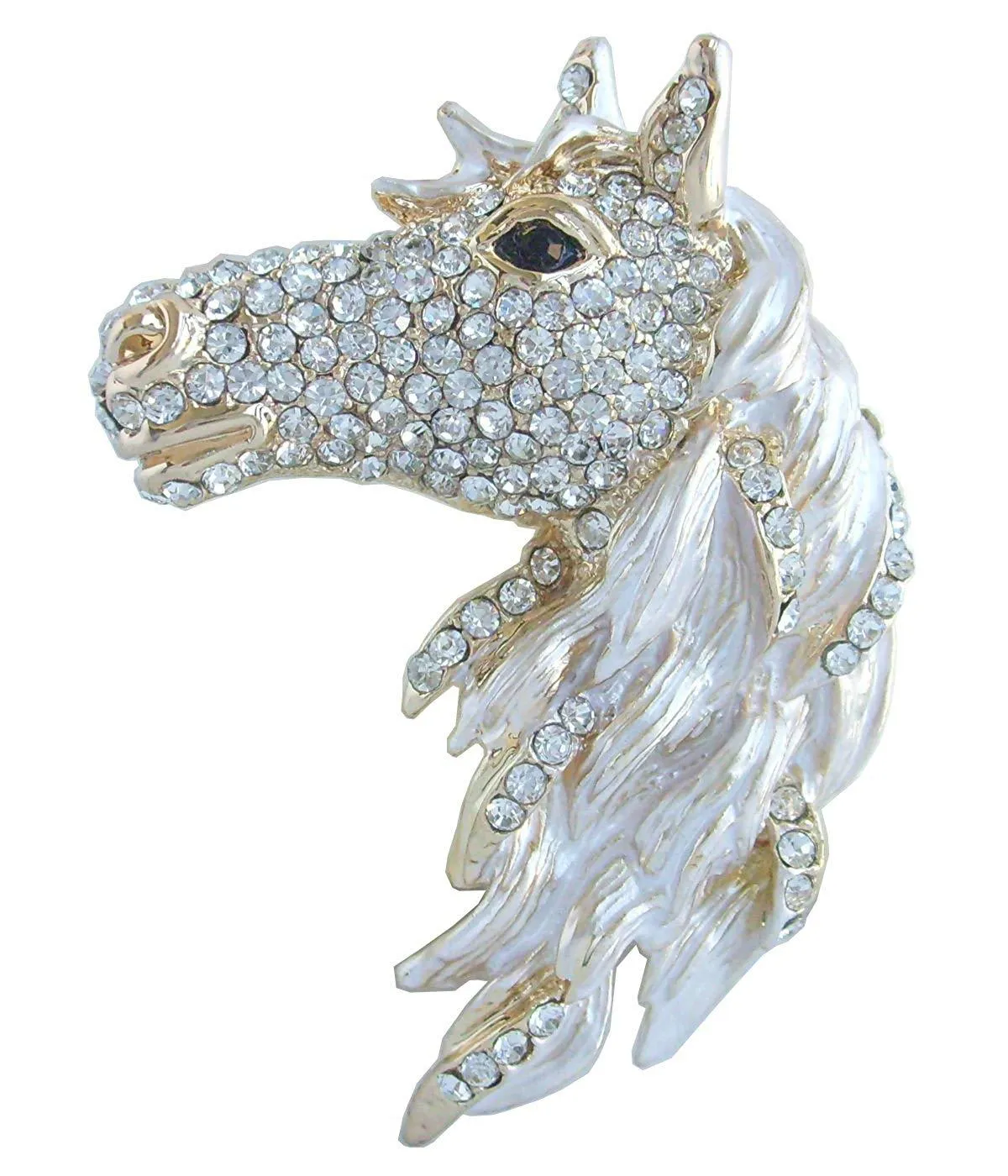 Austrian Crystal Gorgeous Adorable Horse Head Brooch Pin Rhinestone