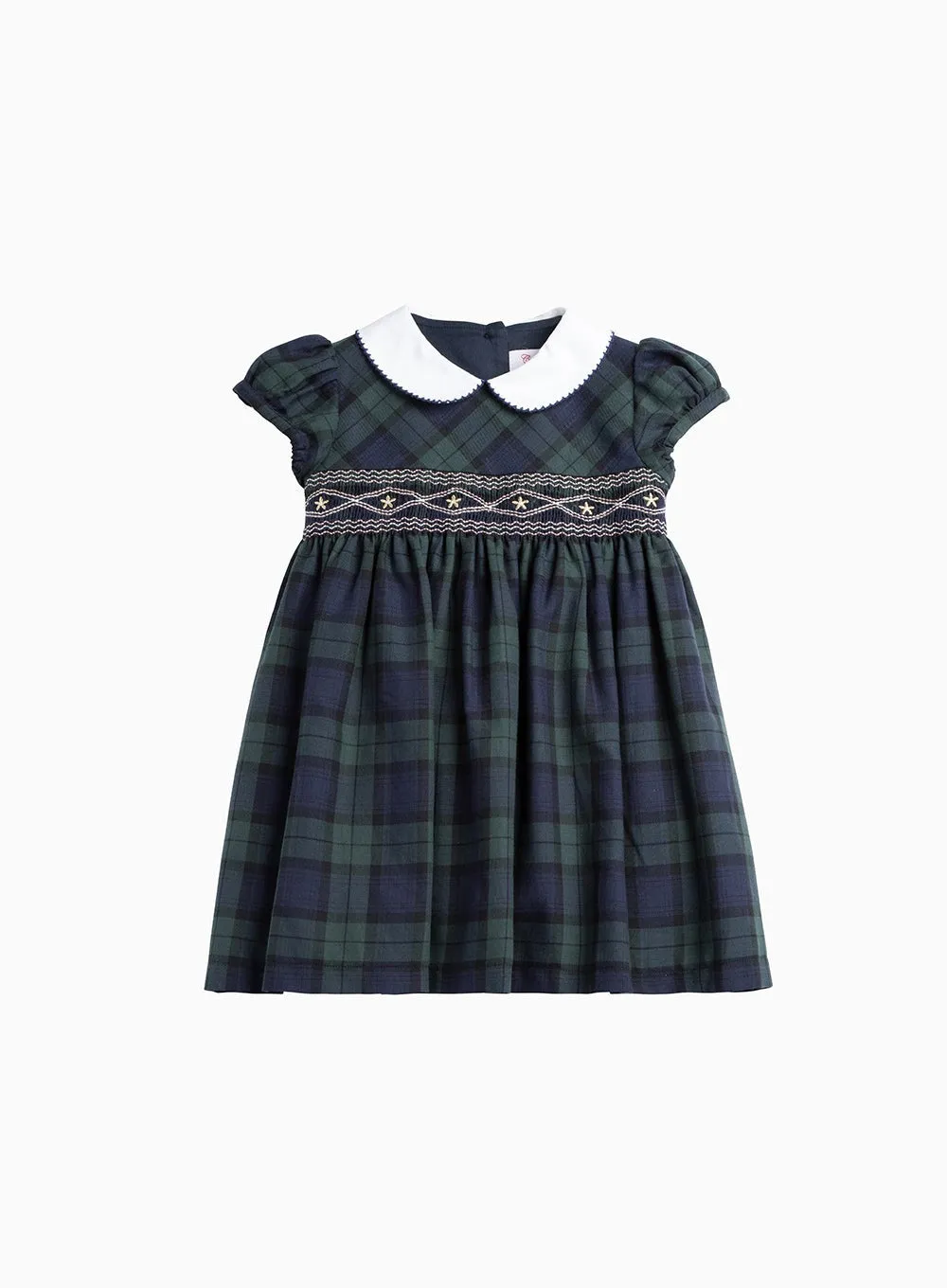 Baby Charlotte Smocked Dress in Navy Tartan