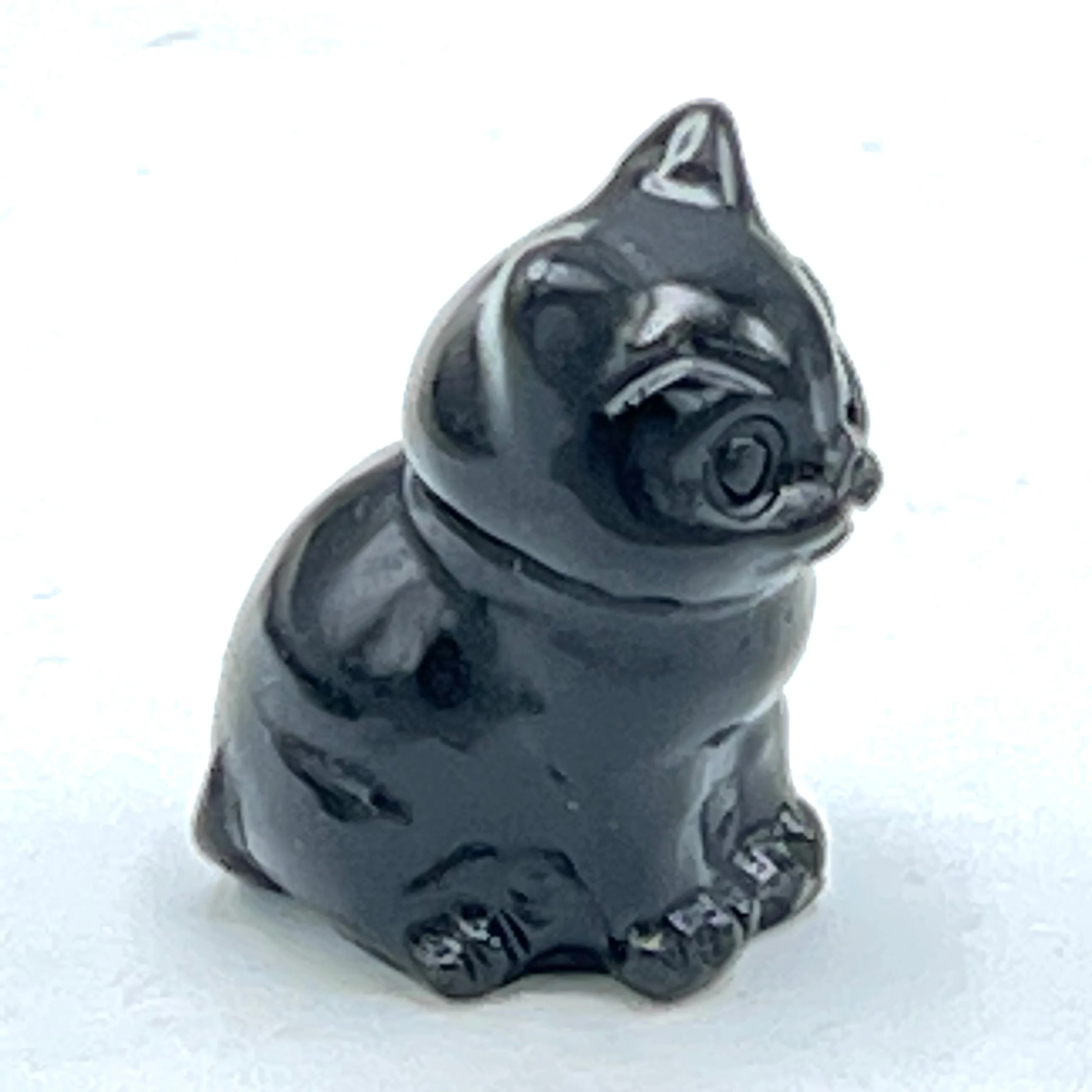 Black Obsidian gemstone Cat Figurine