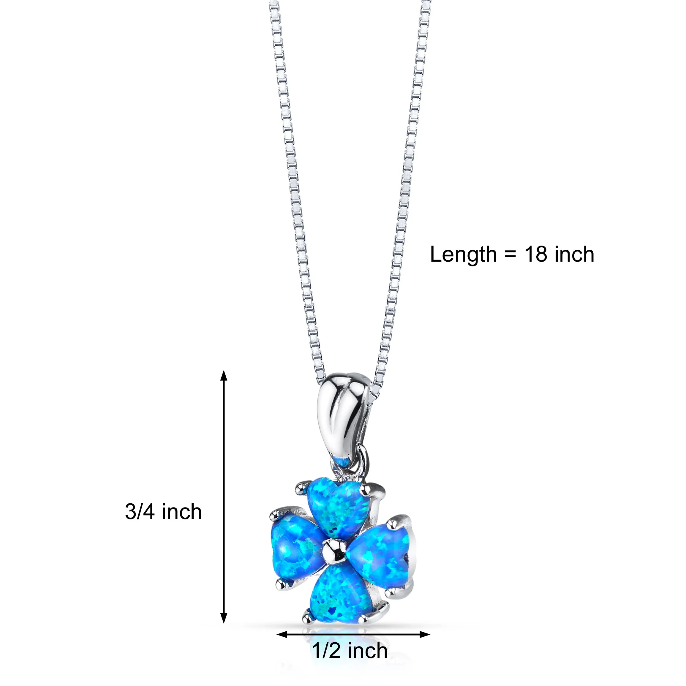 Blue Opal Lucky Hearts Pendant Sterling Silver 1.50 Carats