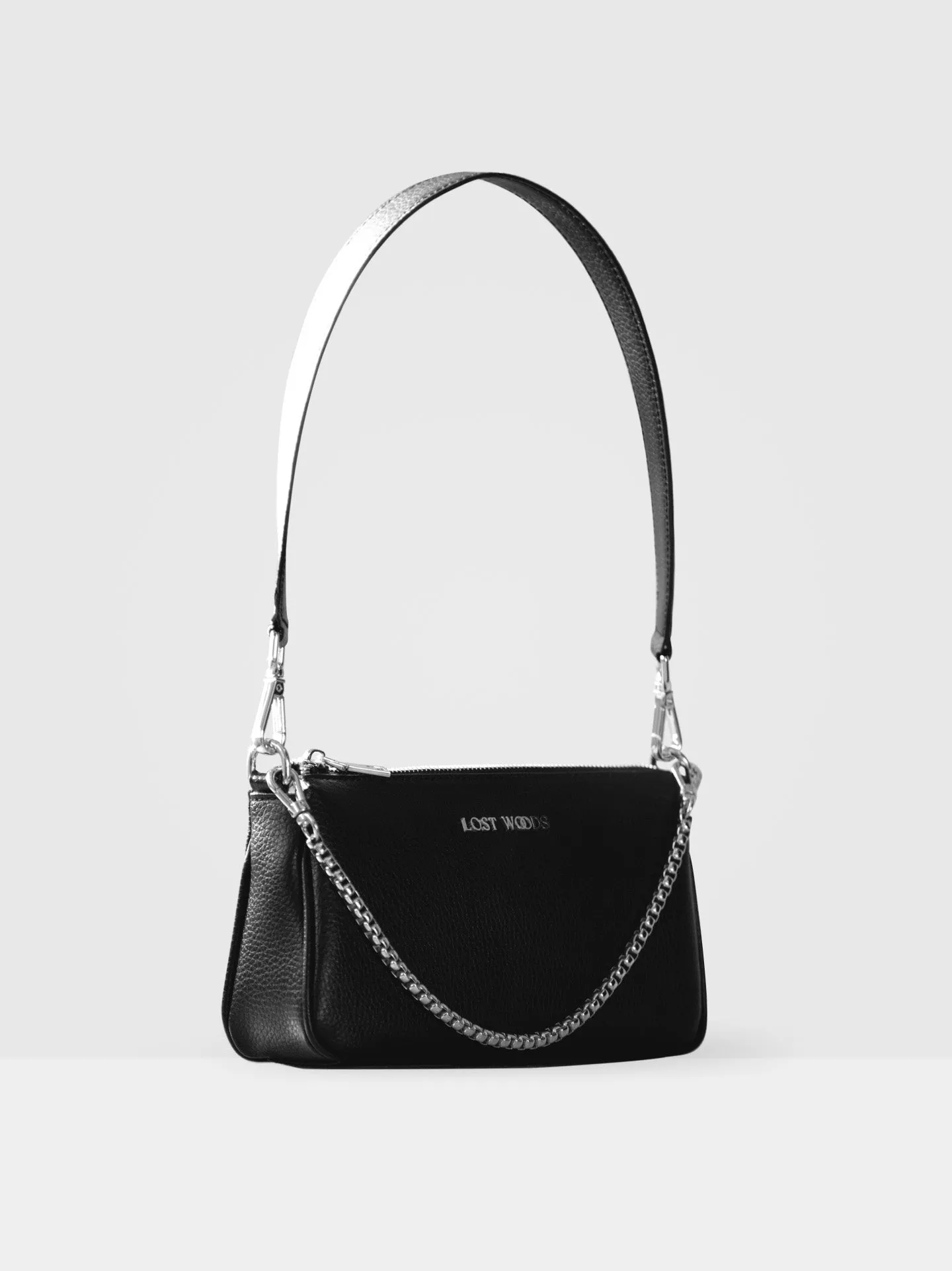 Briar MIRUM Leather Vegan Crossbody Bag |Black & Silver