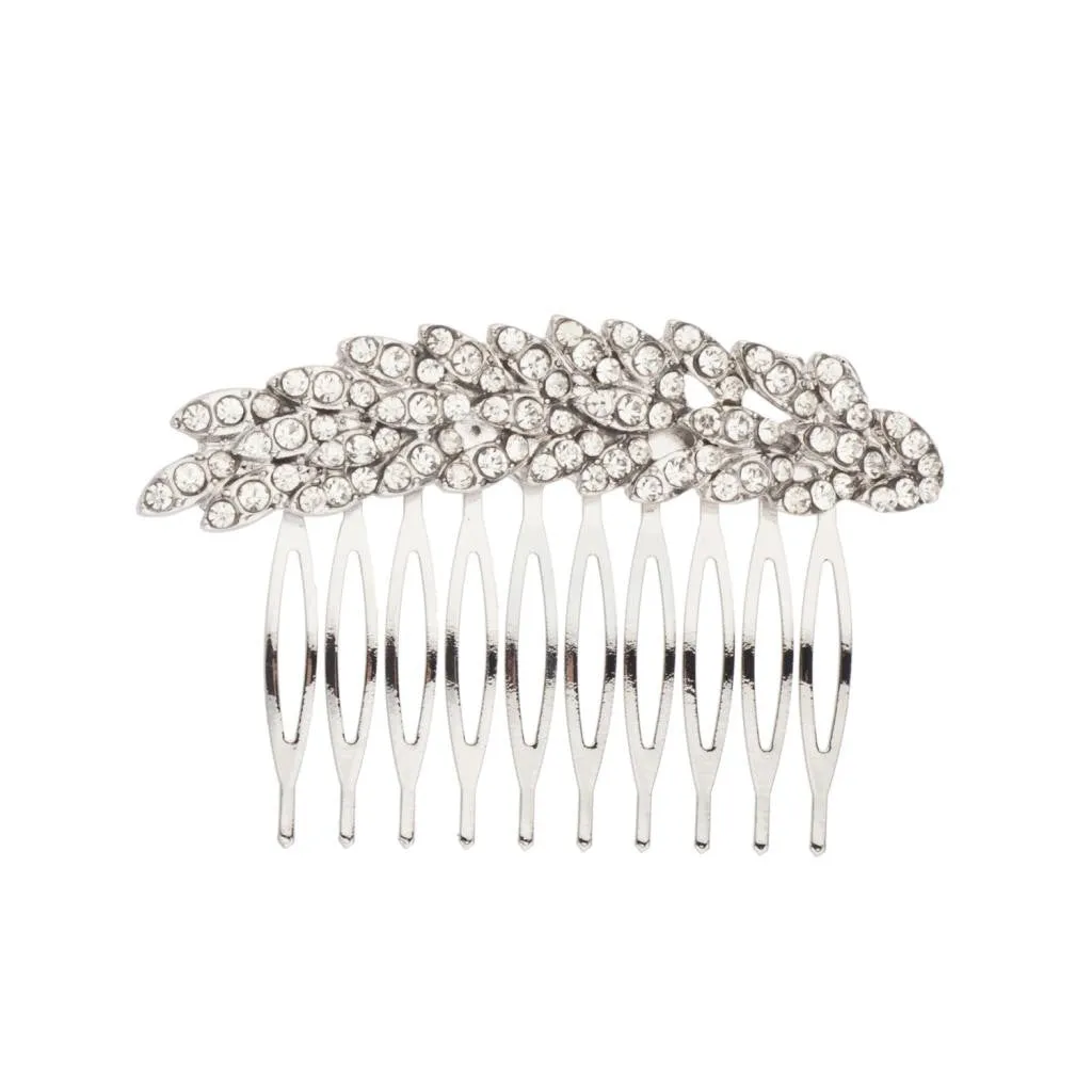 Bridal Pave Leaf Crystal Hair Comb