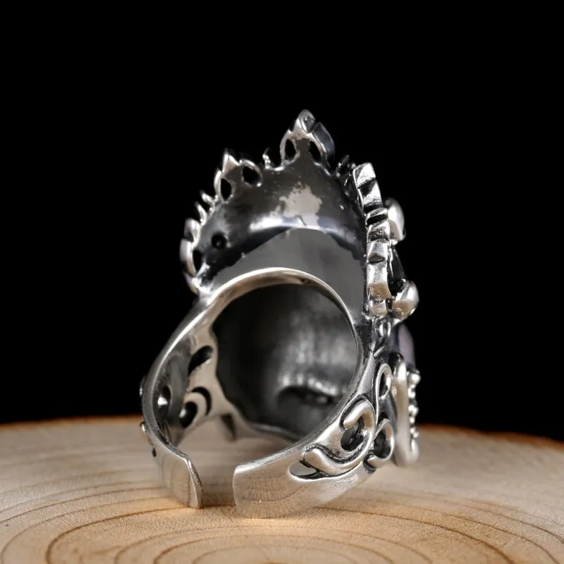 Buddhist Monk 925 Sterling Silver Vintage Steampunk Biker Ring