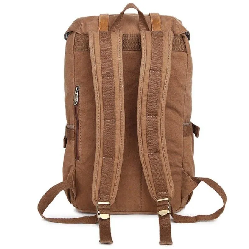 Canvas Leather Multi-functional Travel Backpack 20 to 35 Litre