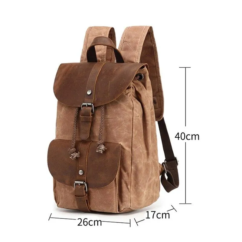 Canvas Leather Waterproof Multifunctional 20 to 35 Litre Backpack