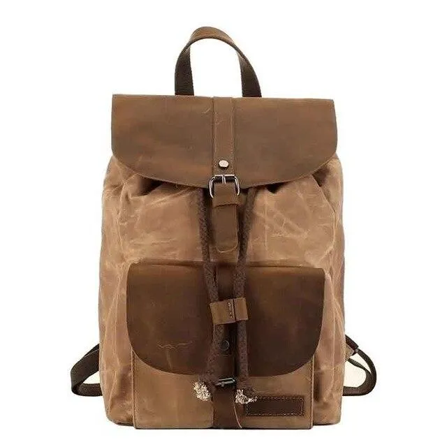 Canvas Leather Waterproof Multifunctional 20 to 35 Litre Backpack