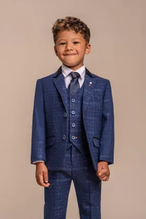 Cavani Kaiser Boy's Three Piece Blue Slim Fit Suit