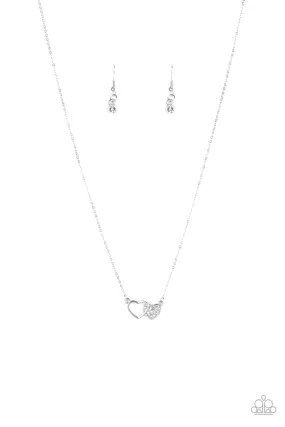 Charming Couple White Heart Necklace - Paparazzi Accessories