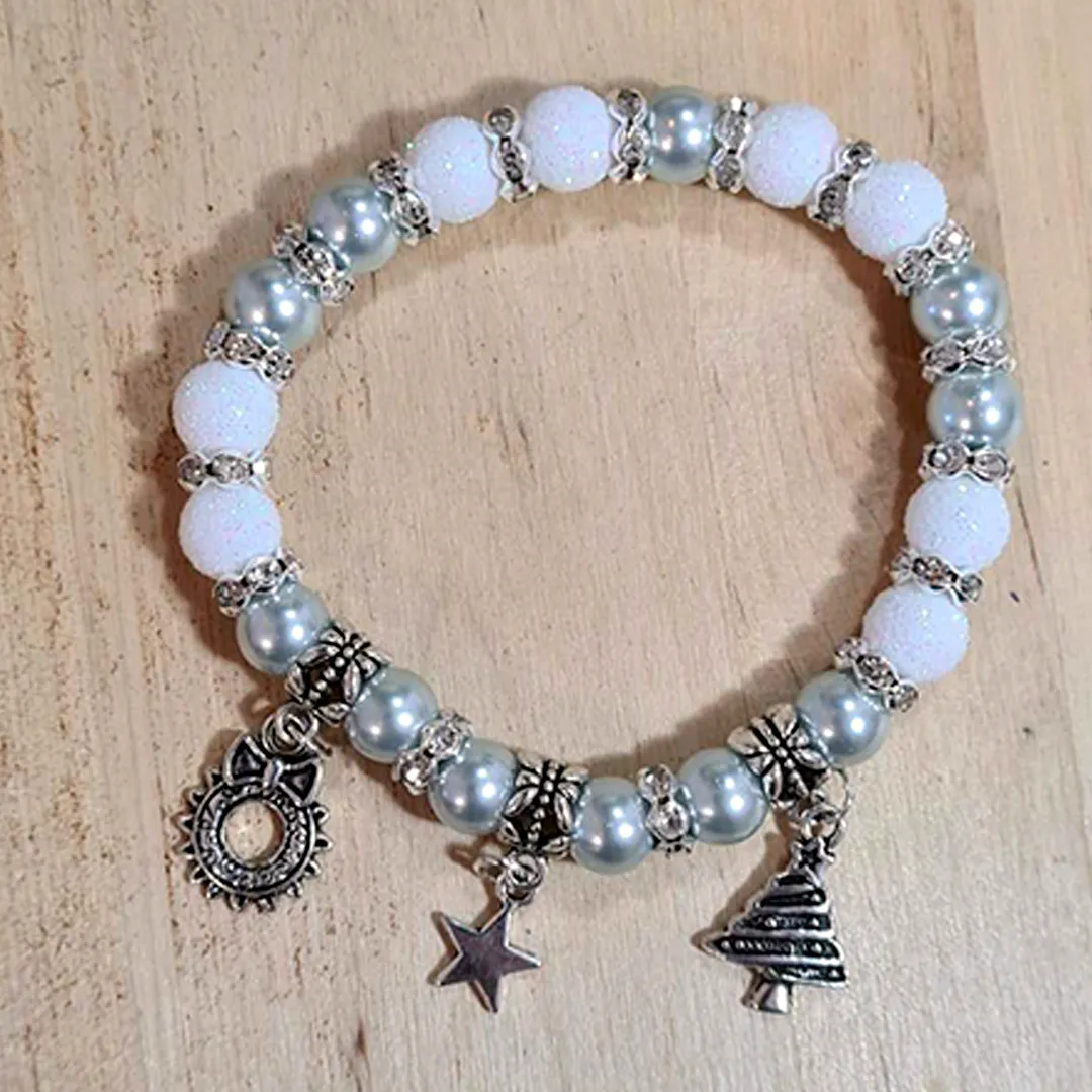 Christmas Bracelet - Cream and Gray