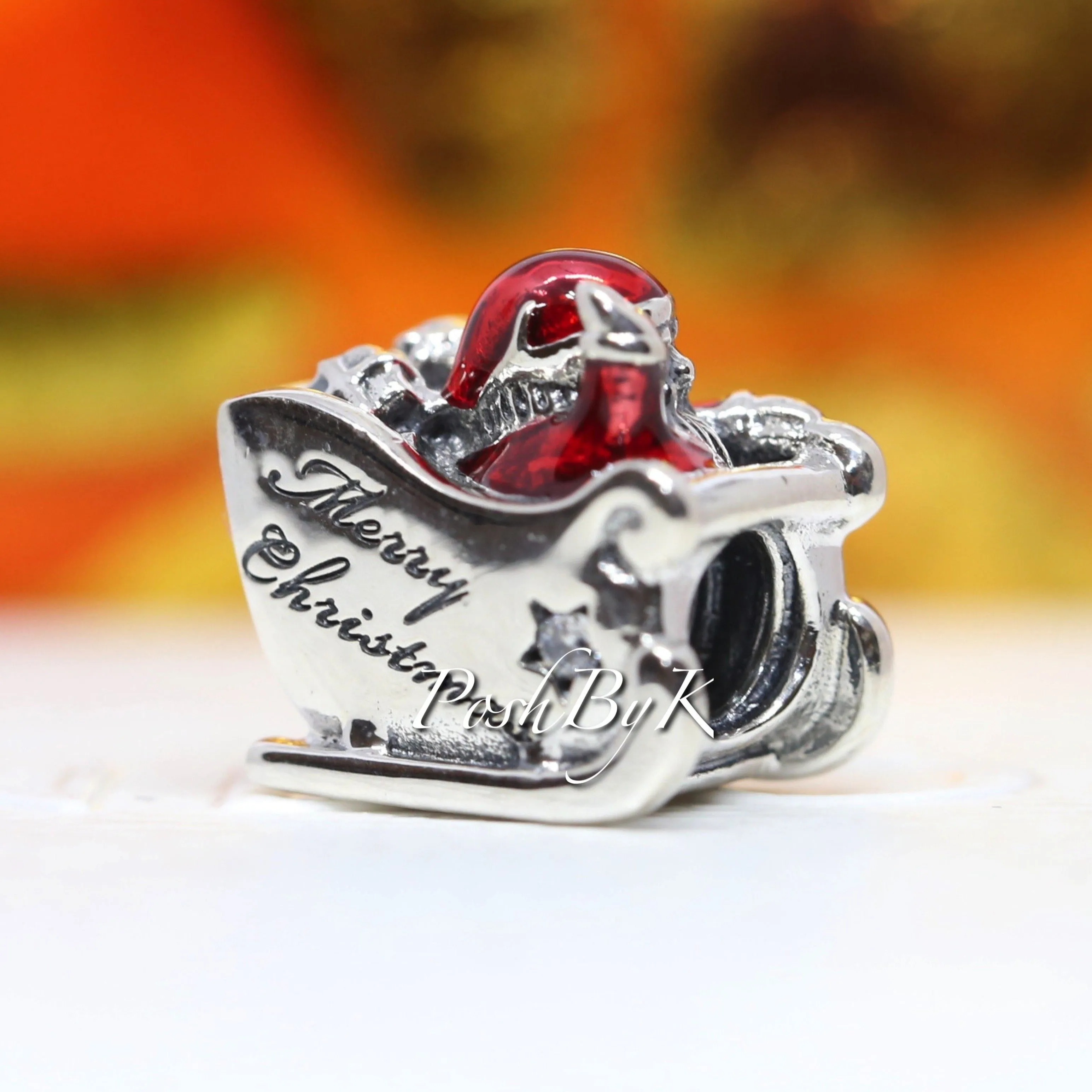 Christmas Sleighing Santa Charm 792004CZ